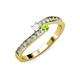 3 - Orane White Sapphire and Peridot with Side Diamonds Bypass Ring 