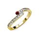 3 - Orane Ruby and Diamond with Side Diamonds Bypass Ring 