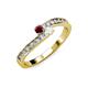 3 - Orane Ruby and White Sapphire with Side Diamonds Bypass Ring 
