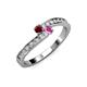 3 - Orane Ruby and Pink Sapphire with Side Diamonds Bypass Ring 