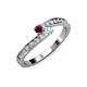 3 - Orane Ruby and Aquamarine with Side Diamonds Bypass Ring 