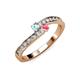3 - Orane Aquamarine and Pink Tourmaline with Side Diamonds Bypass Ring 