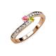 3 - Orane Pink Tourmaline and Yellow Diamond with Side Diamonds Bypass Ring 