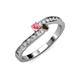 3 - Orane Pink Tourmaline and Smoky Quartz with Side Diamonds Bypass Ring 