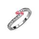 3 - Orane Pink Tourmaline with Side Diamonds Bypass Ring 