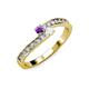 3 - Orane Amethyst and White Sapphire with Side Diamonds Bypass Ring 