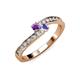 3 - Orane Amethyst and Tanzanite with Side Diamonds Bypass Ring 