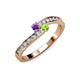 3 - Orane Amethyst and Peridot with Side Diamonds Bypass Ring 