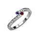 3 - Orane Iolite and Ruby with Side Diamonds Bypass Ring 