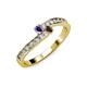 3 - Orane Iolite and Smoky Quartz with Side Diamonds Bypass Ring 