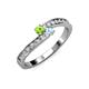 3 - Orane Peridot and Aquamarine with Side Diamonds Bypass Ring 