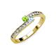 3 - Orane Peridot and Aquamarine with Side Diamonds Bypass Ring 