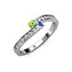 3 - Orane Peridot and Tanzanite with Side Diamonds Bypass Ring 