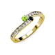3 - Orane Peridot and Black Diamond with Side Diamonds Bypass Ring 