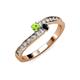3 - Orane Peridot and Black Diamond with Side Diamonds Bypass Ring 