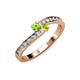 3 - Orane Peridot and Yellow Diamond with Side Diamonds Bypass Ring 