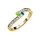 3 - Orane Peridot and London Blue Topaz with Side Diamonds Bypass Ring 