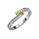 3 - Orane Peridot and Citrine with Side Diamonds Bypass Ring 