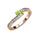 3 - Orane Peridot and Yellow Sapphire with Side Diamonds Bypass Ring 