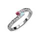 3 - Orane Rhodolite Garnet and Aquamarine with Side Diamonds Bypass Ring 