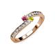 3 - Orane Rhodolite Garnet and Yellow Diamond with Side Diamonds Bypass Ring 