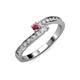 3 - Orane Rhodolite Garnet and Diamond with Side Diamonds Bypass Ring 