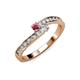 3 - Orane Rhodolite Garnet and Diamond with Side Diamonds Bypass Ring 