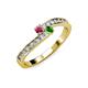 3 - Orane Rhodolite and Green Garnet with Side Diamonds Bypass Ring 