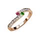 3 - Orane Rhodolite and Green Garnet with Side Diamonds Bypass Ring 