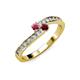 3 - Orane Rhodolite Garnet and Ruby with Side Diamonds Bypass Ring 