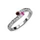 3 - Orane Red Garnet and Pink Sapphire with Side Diamonds Bypass Ring 