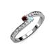 3 - Orane Red Garnet and Aquamarine with Side Diamonds Bypass Ring 