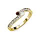 3 - Orane Red Garnet and White Sapphire with Side Diamonds Bypass Ring 