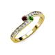 3 - Orane Red and Green Garnet with Side Diamonds Bypass Ring 