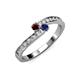 3 - Orane Red Garnet and Blue Sapphire with Side Diamonds Bypass Ring 