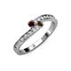 3 - Orane Red Garnet and Smoky Quartz with Side Diamonds Bypass Ring 