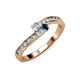 3 - Orane Blue and White Diamond with Side Diamonds Bypass Ring 