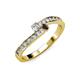 3 - Orane Diamond and Smoky Quartz with Side Diamonds Bypass Ring 