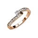 3 - Orane Diamond and Smoky Quartz with Side Diamonds Bypass Ring 