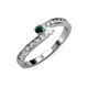 3 - Orane Emerald and White Sapphire with Side Diamonds Bypass Ring 