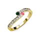 3 - Orane Emerald and Pink Tourmaline with Side Diamonds Bypass Ring 
