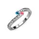 3 - Orane London Blue Topaz and Pink Tourmaline with Side Diamonds Bypass Ring 