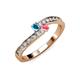 3 - Orane London Blue Topaz and Pink Tourmaline with Side Diamonds Bypass Ring 