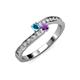 3 - Orane London Blue Topaz and Amethyst with Side Diamonds Bypass Ring 
