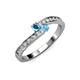 3 - Orane London Blue Topaz and Blue Topaz with Side Diamonds Bypass Ring 