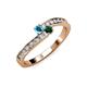 3 - Orane London Blue Topaz and Emerald with Side Diamonds Bypass Ring 