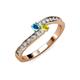 3 - Orane London Blue Topaz and Yellow Diamond with Side Diamonds Bypass Ring 