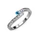 3 - Orane London Blue Topaz and Diamond with Side Diamonds Bypass Ring 