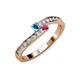 3 - Orane London Blue Topaz and Rhodolite Garnet with Side Diamonds Bypass Ring 