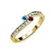3 - Orane London Blue Topaz and Ruby with Side Diamonds Bypass Ring 
